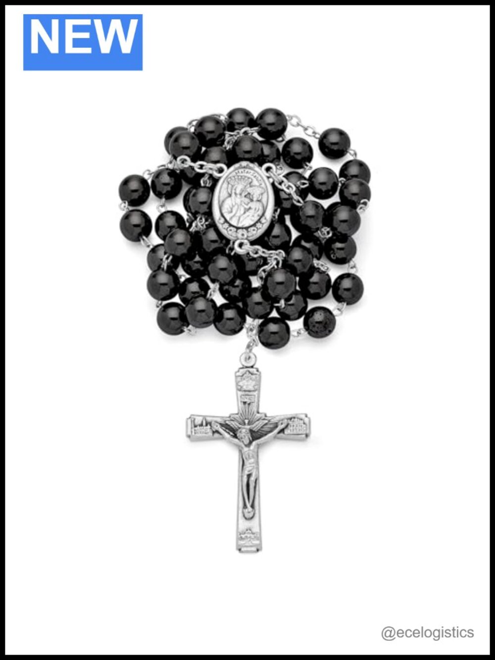 Traditional Hematite Rosary Beads Catholic Prayer Necklace Vatican Gift